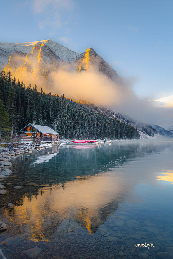 Morning Mist at Lake Louise