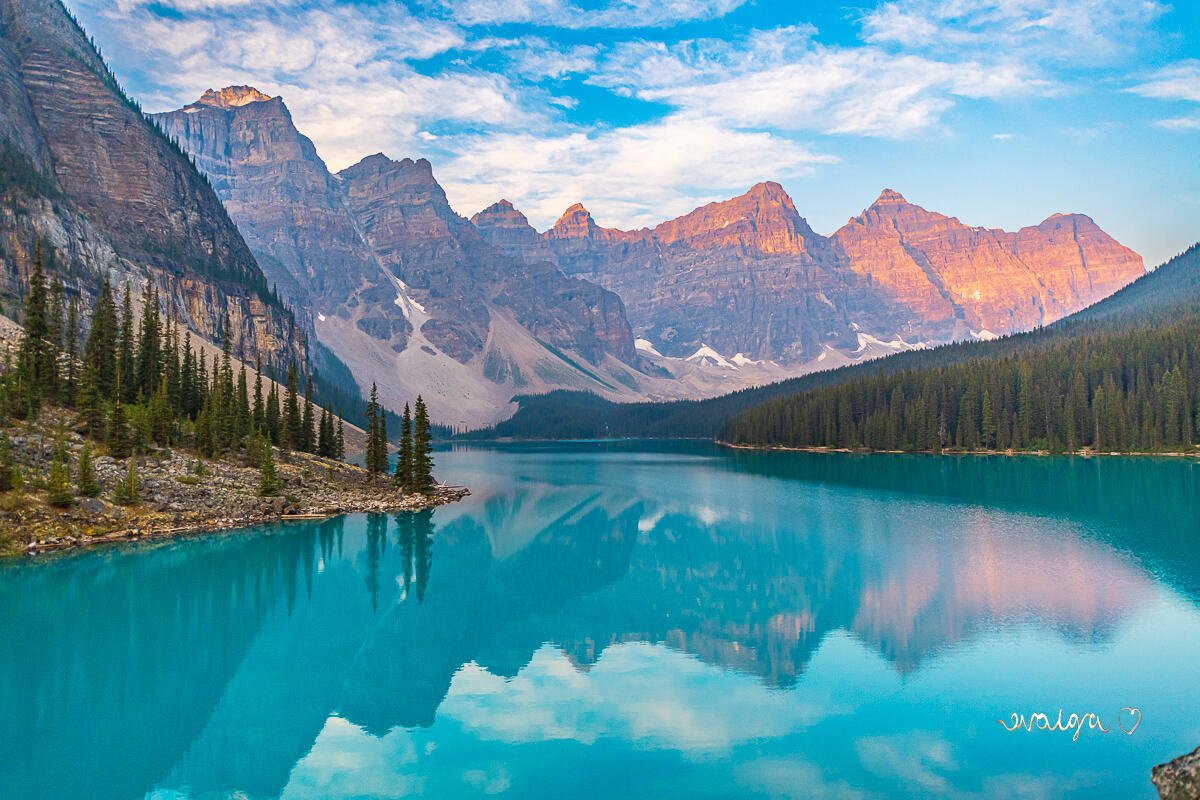 Pink Sunrise at Moraine Lake