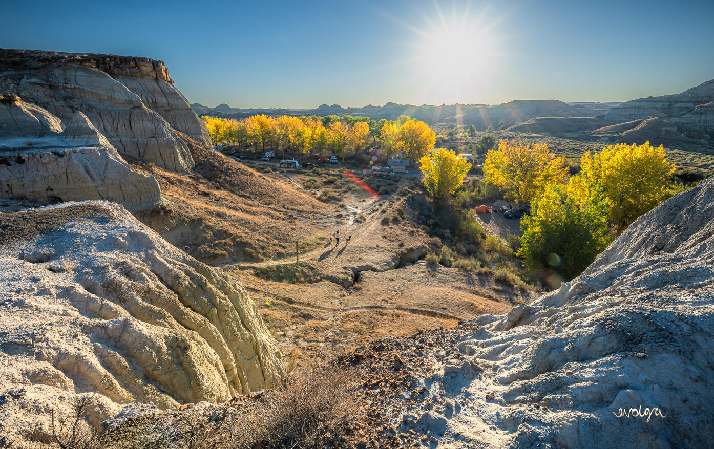 An Early Walk through Badlands in Dinosaur Campground